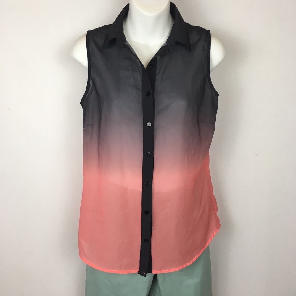 Faded black to Rose sleeveless blouse